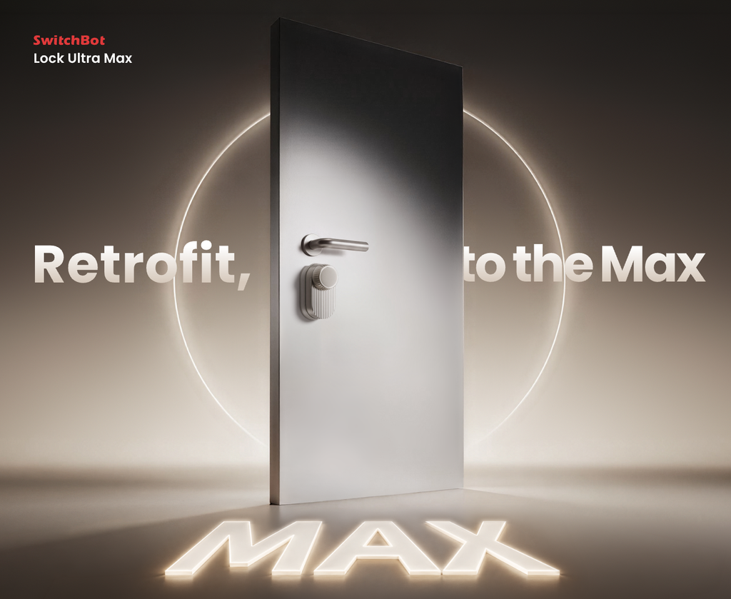 SwitchBot Lock Ultra Max als nachrüstbares Türschloss an einer Haustür, mit 1,1 Sekunden Entriegelungszeit auf der IFA 2026